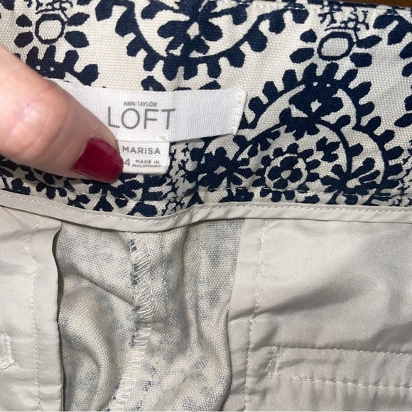 LOFT Marisa Mosaic Riviera Pant Size 4 Black/Ivory Crop - Picture 5 of 7